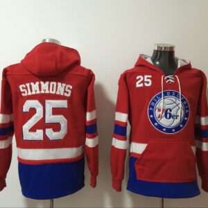 76ers 25 Ben Simmons Red Hoodie Sweatshirt