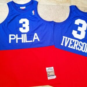 76ers 3 Allen Iverson Blue Red 2003-04 Hardwood Classics Men Jersey
