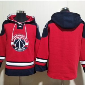 Wizards Blank Red Navy Lace-Up Pullover Hoodie