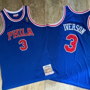 76ers 3 Allen Iverson Blue 1996-97 Hardwood Classics Men Jersey