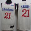 76ers 21 Joel Embiid Cream 2019-20 City Edition Men Jersey