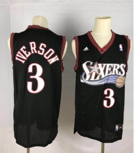 76ers 3 Allen Iverson Black 2000-01 Hardwood Classics Men Jersey