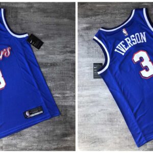 76ers 3 Allen Iverson Blue Hot-iron Men Jersey