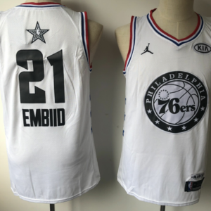 76ers 21 Joel Embiid White 2019 All-Star Game Men Jersey