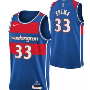 Wizards 33 Kyle Kuzma 75th Anniversary 2021_2022 Blue City Edition Men Jersey