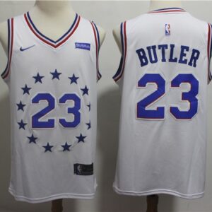 76ers 23 Jimmy Butler White Earned Edition Men Jersey
