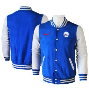 Philadelphia 76ers Blank Blue Grey Wool Jacket