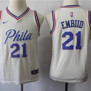 76ers 21 Joel Embiid Cream City Edition Youth Jersey