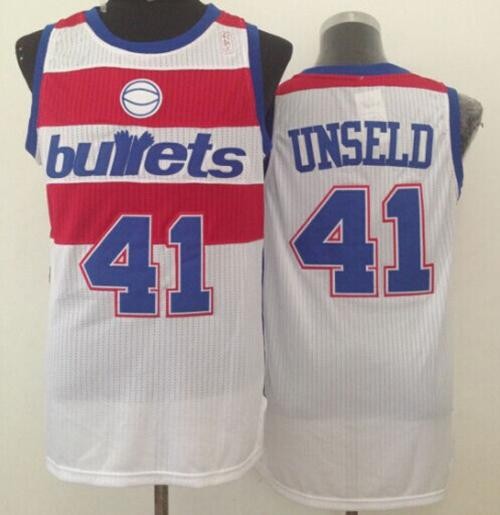 Wizards 41 Wes Unseld White Bullets Throwback Men Jersey