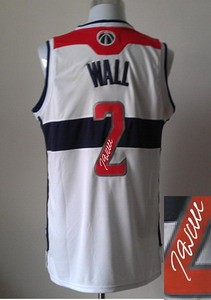 Wizards 2 John Wall White Autographed Men Jersey