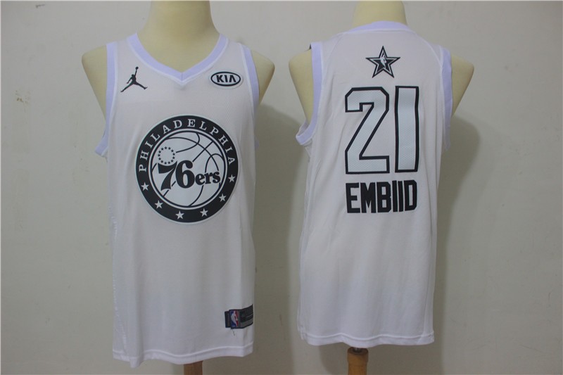 76ers 21 Joel Embiid White 2018 All-Star Game Swingman Men Jersey