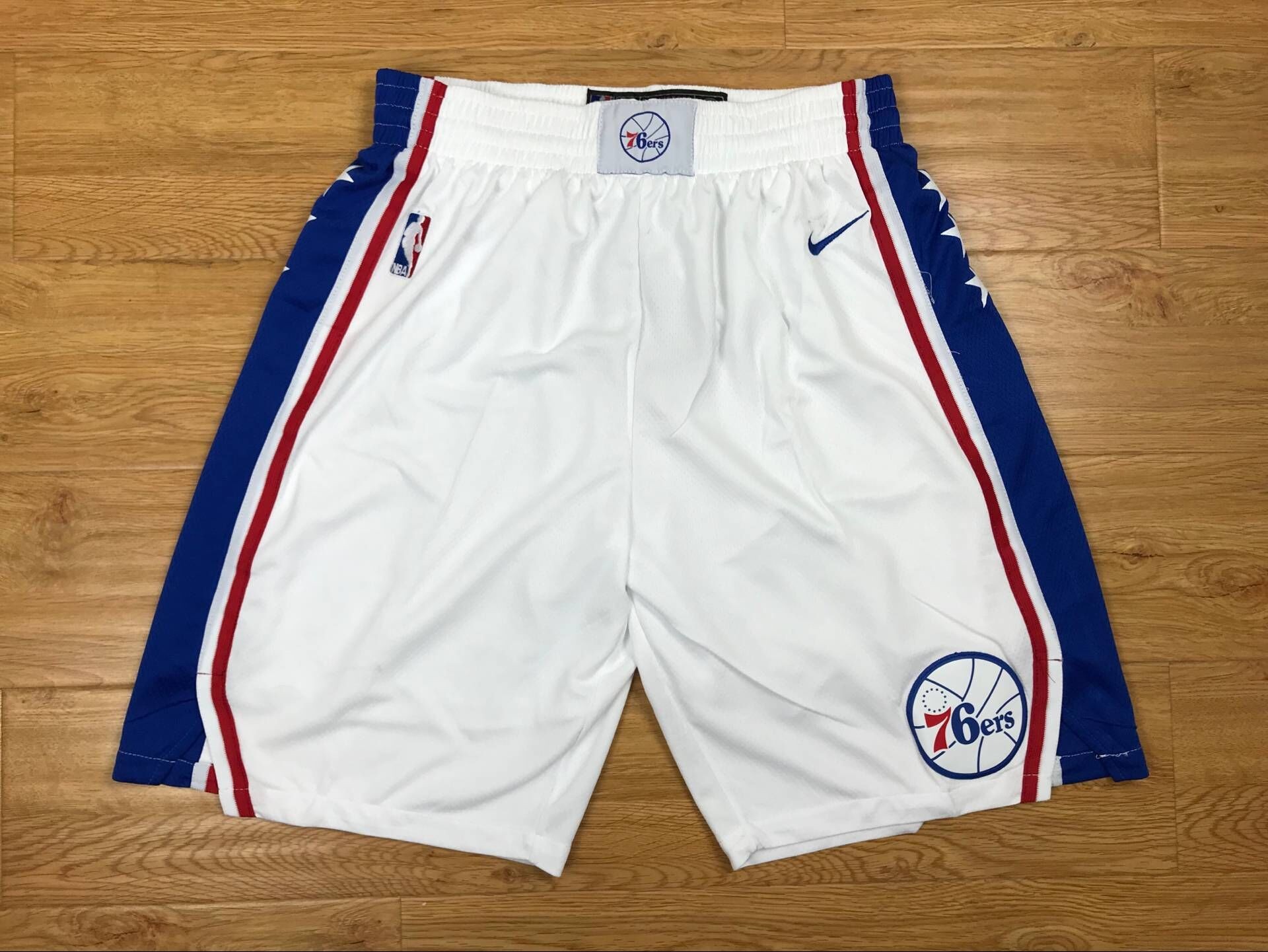 76ers White Authentic Shorts