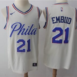 76ers 21 Joel Embiid Cream City Edition Swingman Men Jersey