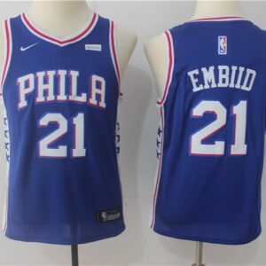 76ers 21 Joel Embiid Blue Swingman Youth Jersey