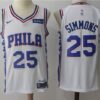 76ers 25 Ben Simmons 2017-18 New Season White Men Jersey