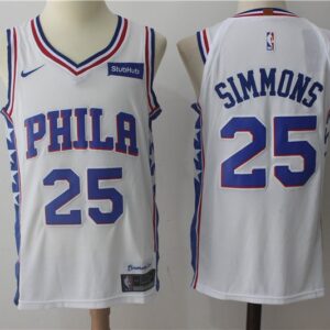 76ers 25 Ben Simmons 2017-18 New Season White Men Jersey