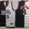 76ers 3 Allen Iverson Black White Split Men Jersey