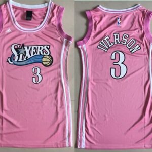 76ers 3 Allen Iverson Pink Swingman Women Jersey