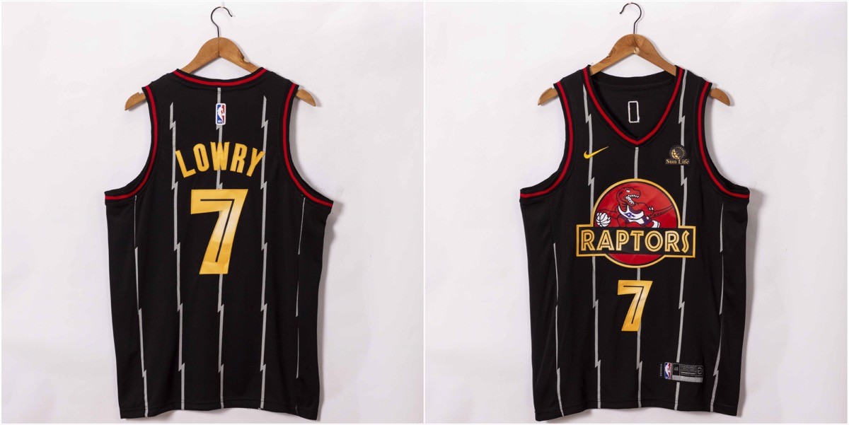 Raptors 7 Kyle Lowry Black Gold Men Jersey