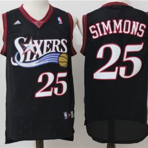 76ers 25 Ben Simmons Black Throwback Swingman Men Jersey