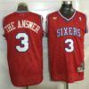 76ers 3 The Answer Red Hardwood Classics Men Jersey