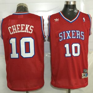 76ers 10 Maurice Cheeks Red Hardwood Classics Men Jersey