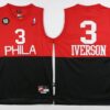 76ers 3 Allen Iverson Black Red Throwback 10th Anniversary Men Jersey