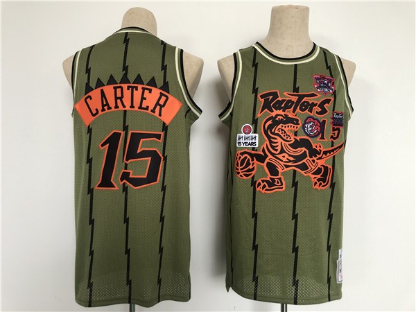 Raptors 15 Vince Carter Green Military Flight Patchs Basketball Men Jersey