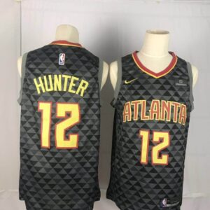 Hawks 12 De'Andre Hunter Black Men Jersey