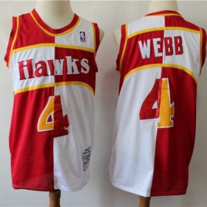 Hawks 4 Spud Webb Red Whhite 1986-87 Hardwood Classics Men Jersey