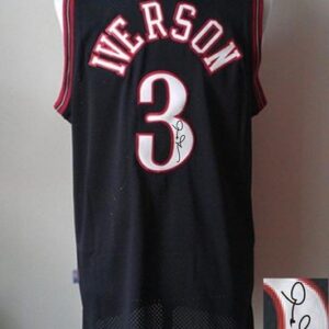 76ers 3 Allen Iverson Black Revolution 30 Autographed Men Jersey