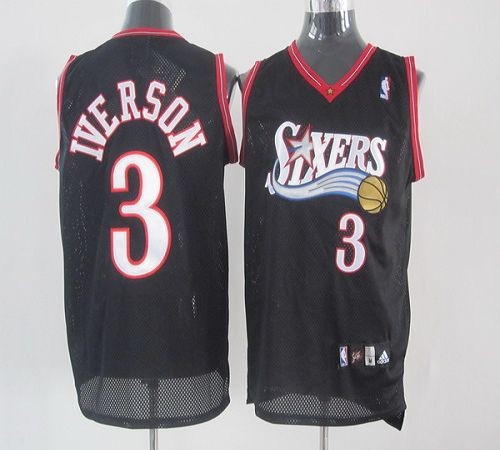 76ers 3 Allen Iverson Black Youth Jersey