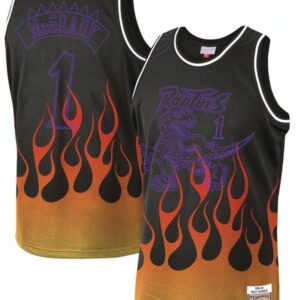 Raptors 1 Tracy McGrady Black 1998-99 Hardwood Classics Flames Men Jersey