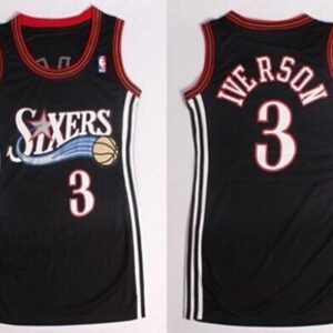76ers 3 Allen Iverson Black Print Dress Women Jersey