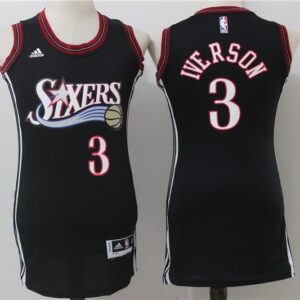 76ers 3 Allen Iverson Black Print  Dress Women Jersey