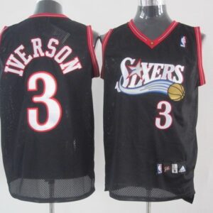 76ers 3 Allen Iverson Black Men Jersey