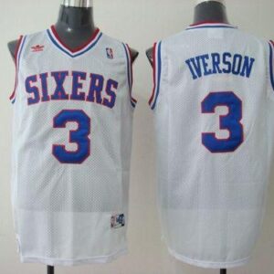 76ers 3 Allen Iverson White Throwback Men Jersey