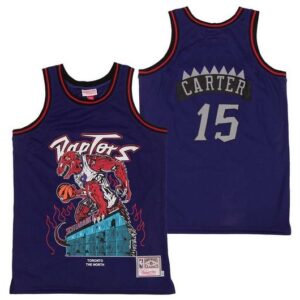 Raptors 15 Vince Carter Purple Hardwood Classics Skull Edition Men Jersey