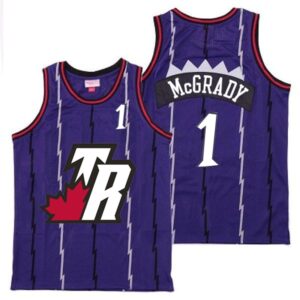 Raptors 1 Tracy McGrady Purple Big White TR Logo Retro Men Jersey