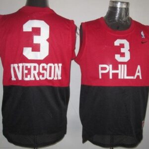76ers 3 Allen Iverson Black Red Throwback Men Jersey