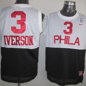 76ers 3 Allen Iverson White Black Throwback Men Jersey