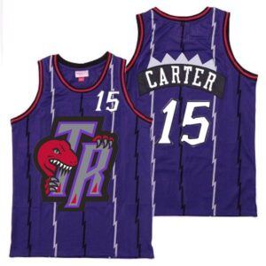 Raptors 15 Vince Carter Purple Big Gray TR Logo Retro Men Jersey