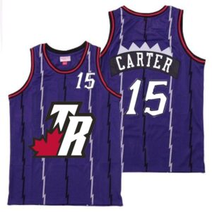 Raptors 15 Vince Carter Purple Big White TR Logo Retro Men Jersey