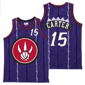 Raptors 15 Vince Carter Purple Red Big Logo Retro Men Jersey