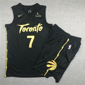 Raptors 7 Kyle Lowry Black City Edition Men Jersey(With Shorts)