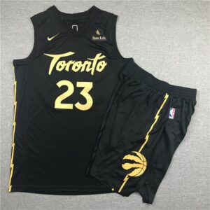 Raptors 23 Fred Vanvleet Black City Edition Men Jersey(With Shorts)
