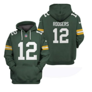Packers 12 Aaron Rodgers Green 2021 Stitched New Hoodie