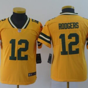 Packers 12 Aaron Rodgers Gold Inverted Legend Youth Jersey