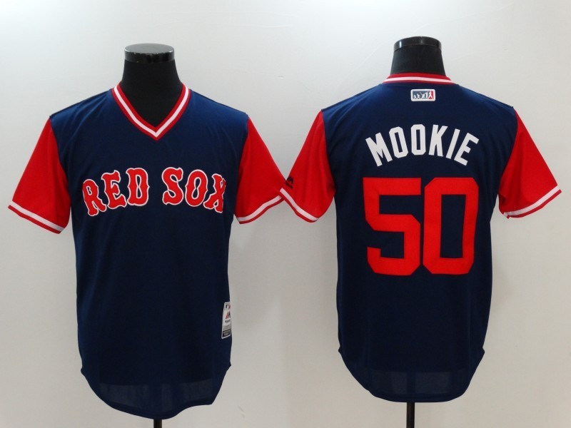 MLB Red Sox 50 Mookie Betts Majestic Navy 2017 Players Weekend Men Jersey