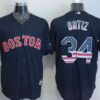 MLB Red Sox 34 David Ortiz Navy Blue USA Flag Men Jersey